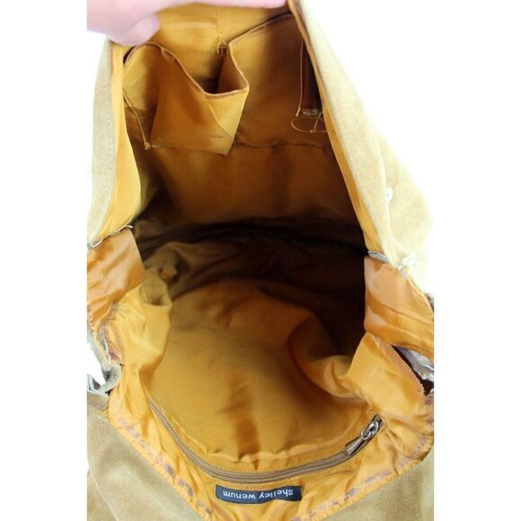 Shelley Wenum TAN BROWN GENUINE SUEDE FLORAL FLAP SHOULDER BAG HANDBAG PURSE - Picture 10 of 16